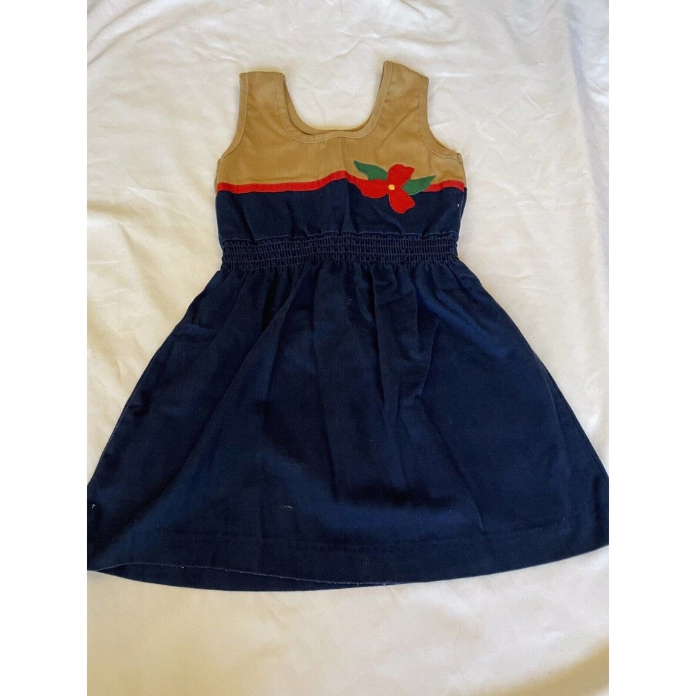 King Kole USA 100% Cotton Vintage Color Block Holiday Poinsettia Dress Size 5